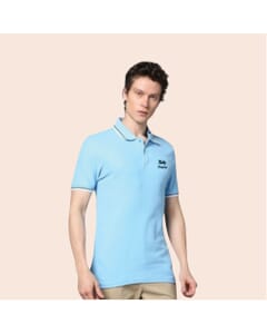 Marks & Spencer Polo T-shirt Tipping-Ice Blue with White